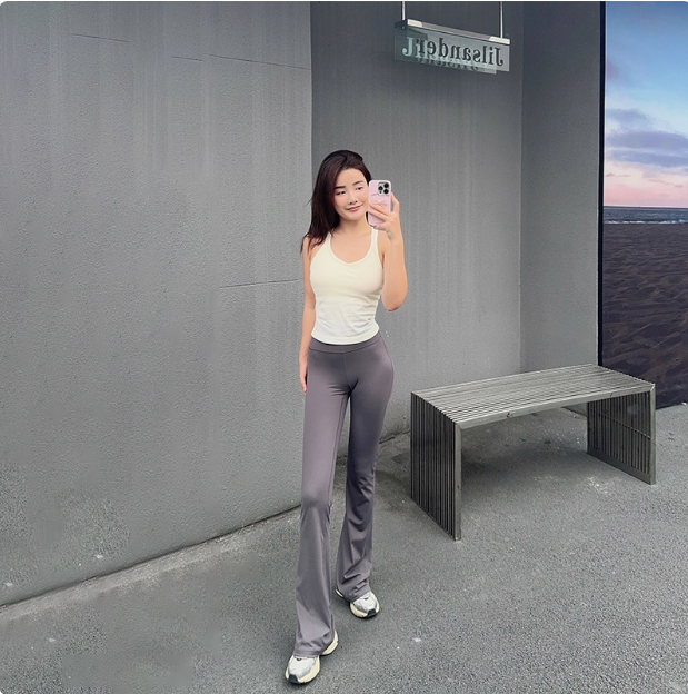  luqi lulu裸感性感微喇高腰显瘦喇叭裤休闲健身速